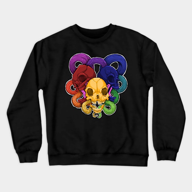 Color Wheel Skulls Crewneck Sweatshirt by Sir Sasquatch Arts